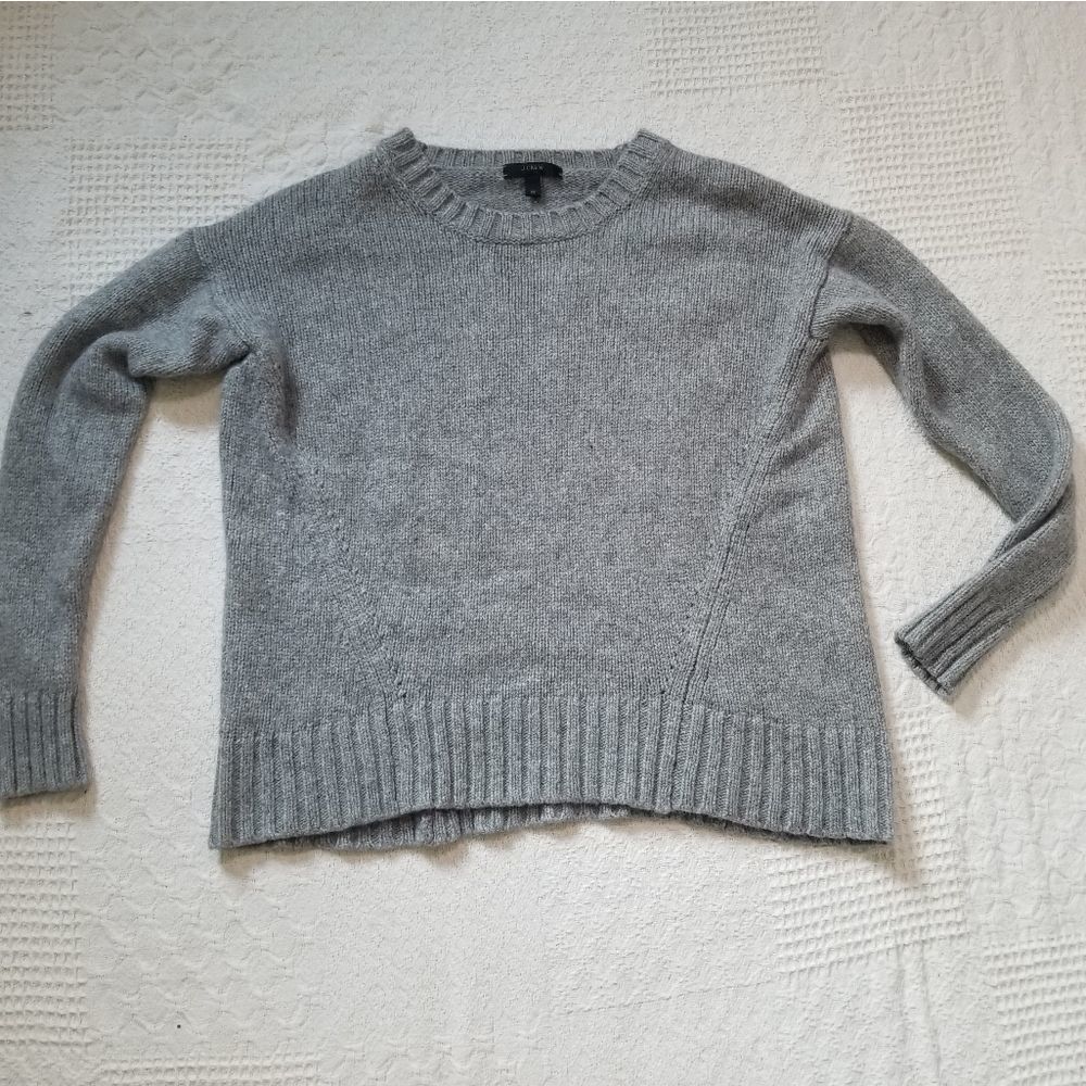 J Crew Wool Blend Oversized Pullover Grey Tunic Sweater Size XS